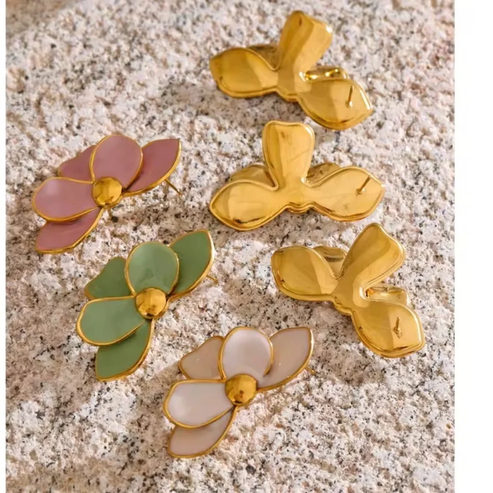 Sage Green Petal Floral Earrings